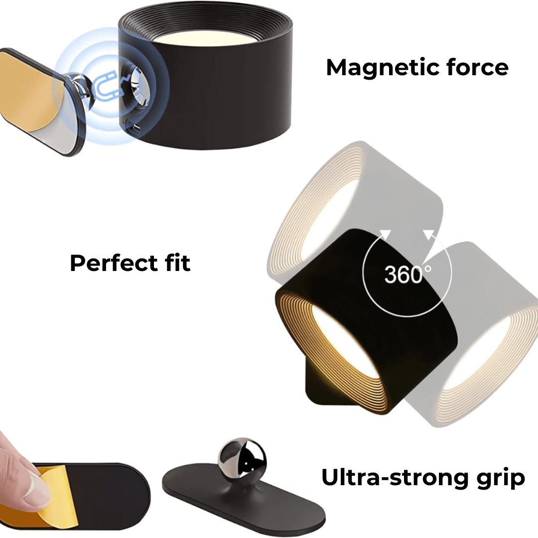 Wireless LED Wall Light with Touch Control & 360° Rotation