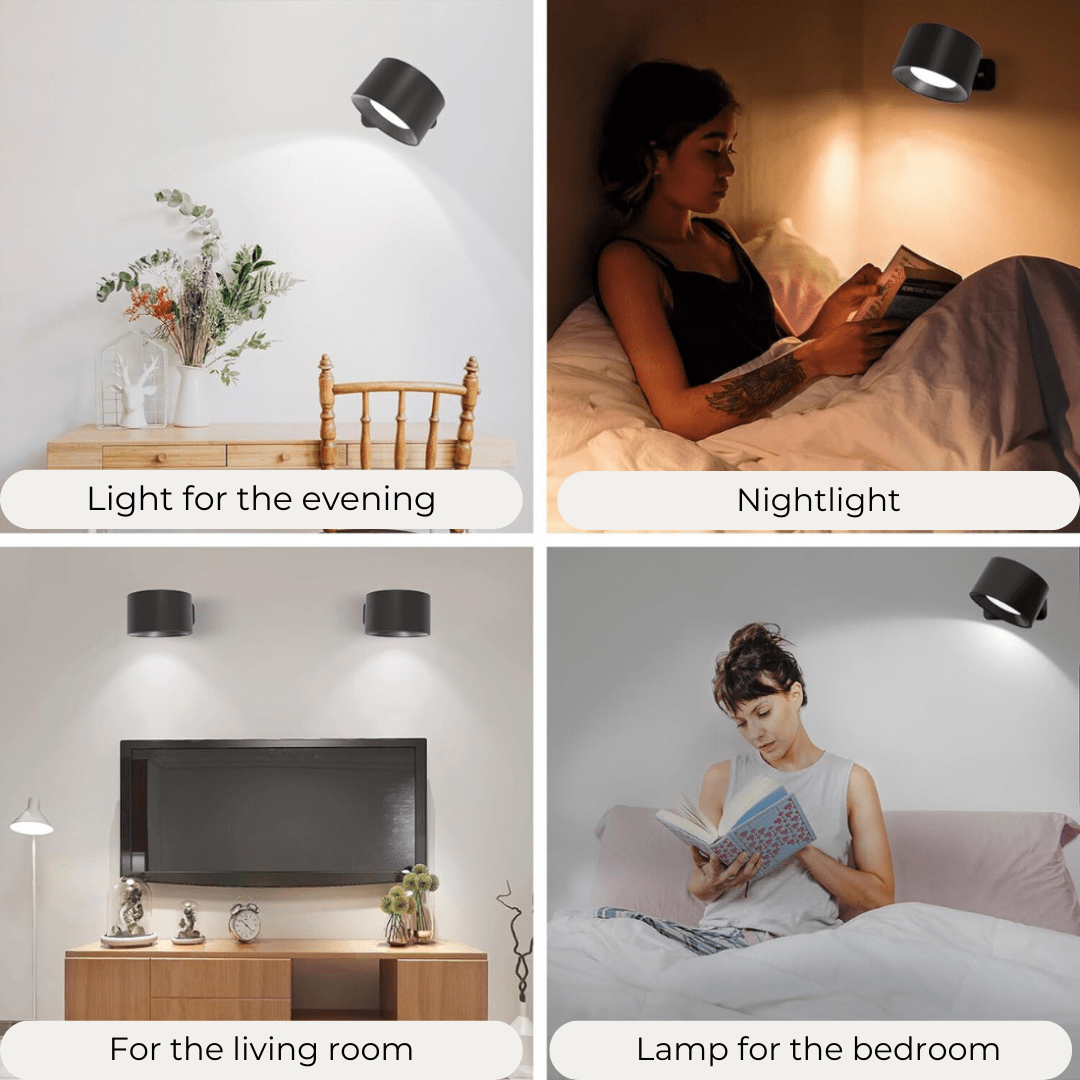 Wireless LED Wall Light with Touch Control & 360° Rotation