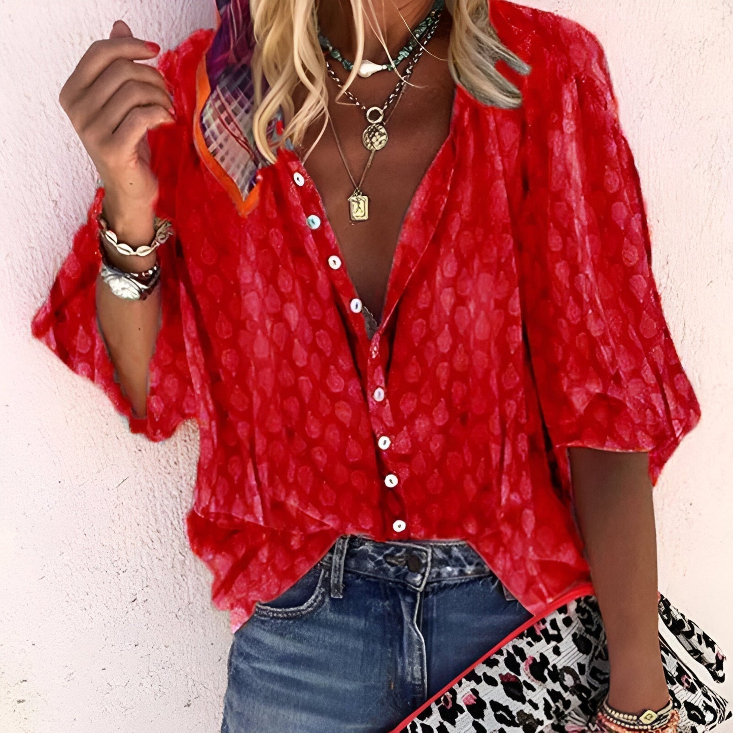 Women Blouse with Button Closure