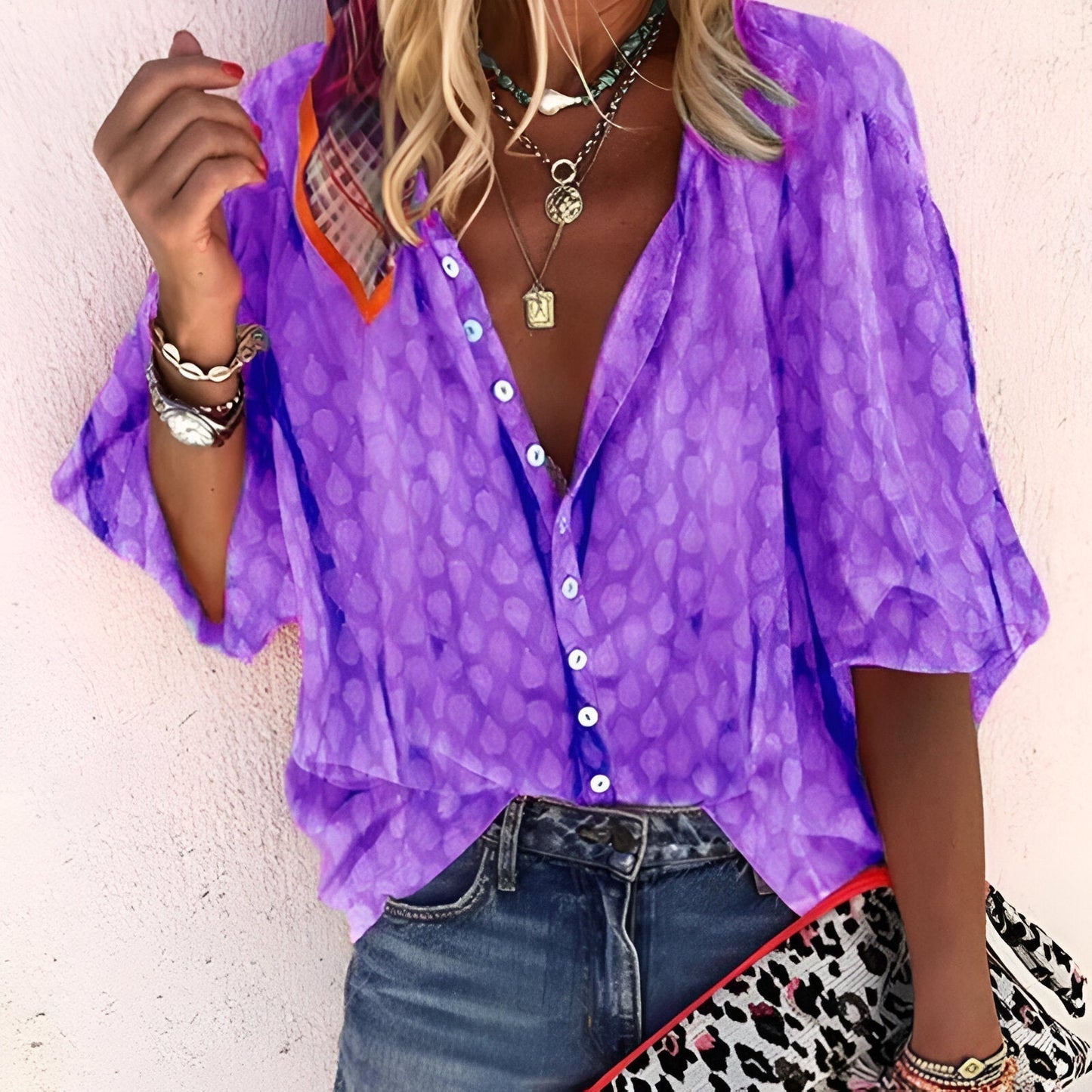 Women Blouse with Button Closure