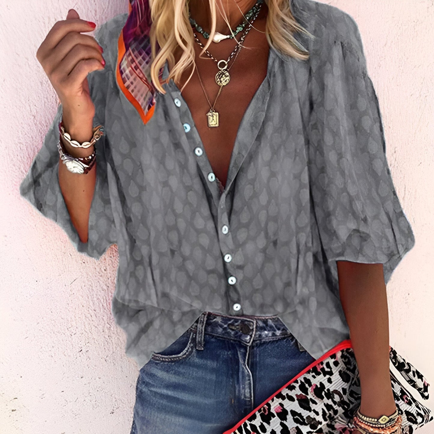 Women Blouse with Button Closure