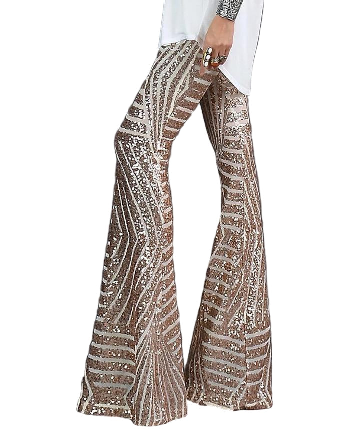 Women Flared Suit Pants With Shimmering Pattern