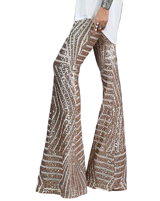 Women Flared Suit Pants With Shimmering Pattern