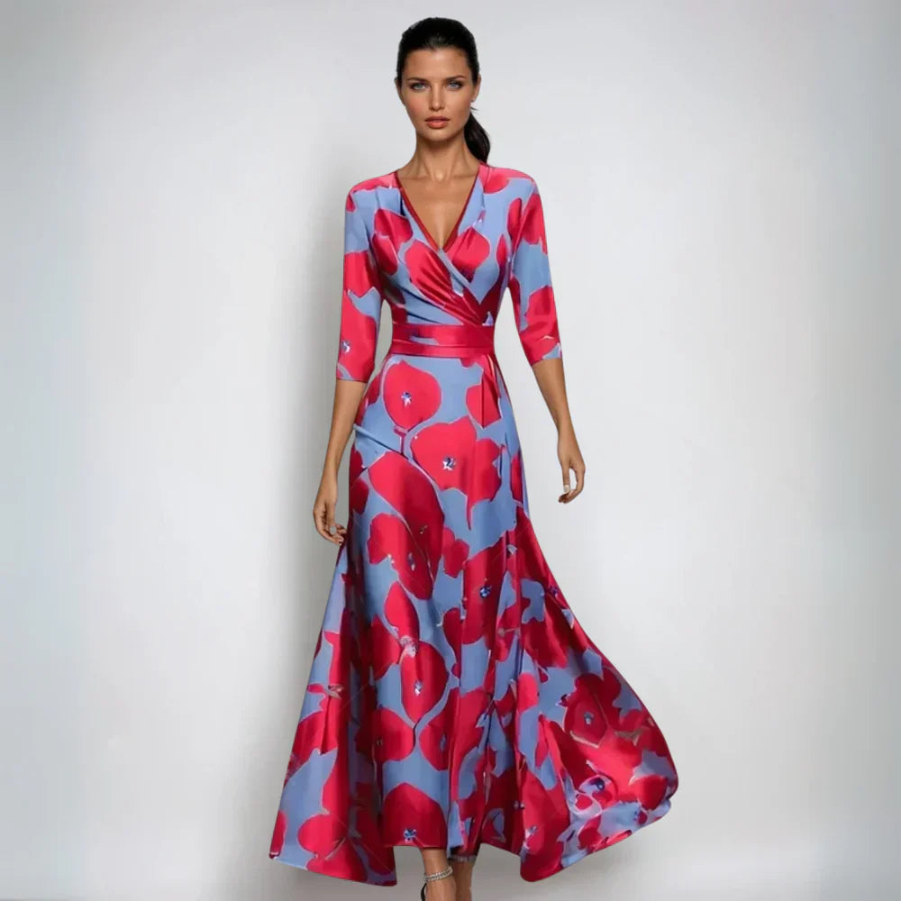 Women Floral Maxi Wrap Dress