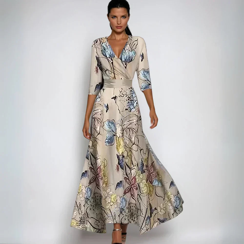 Women Floral Maxi Wrap Dress