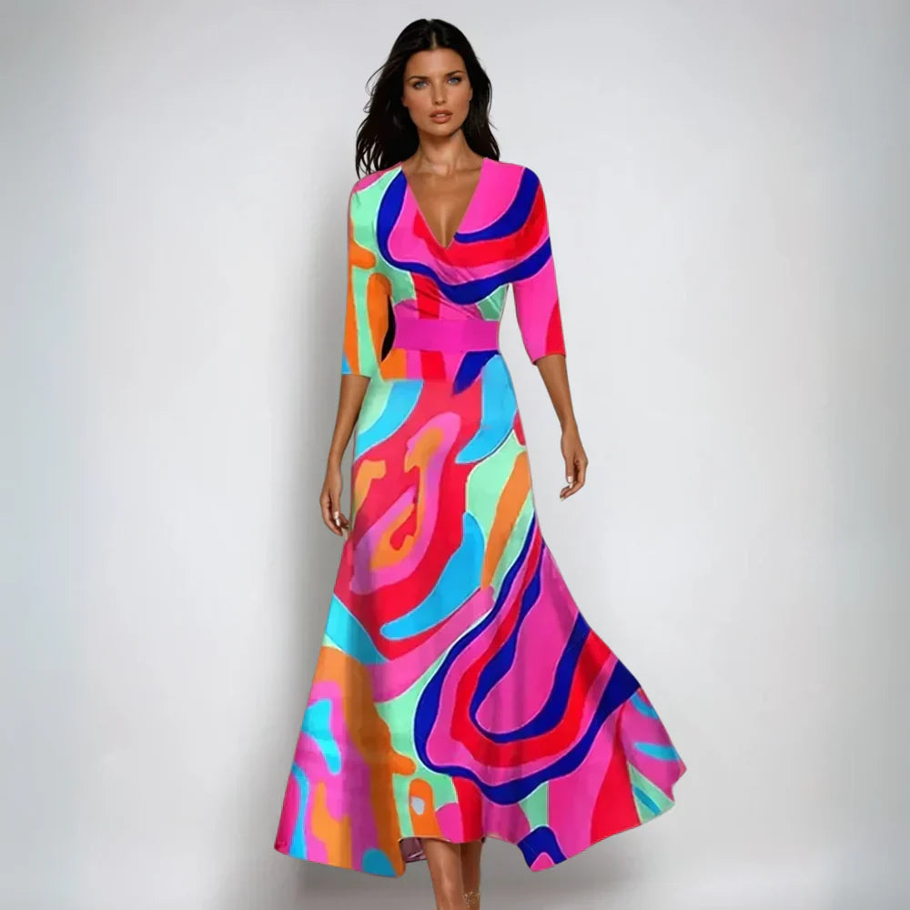 Women Floral Maxi Wrap Dress