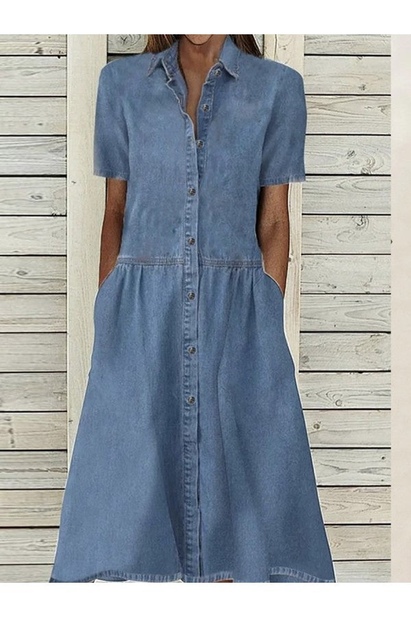 Women Midi Dress with Button Closure