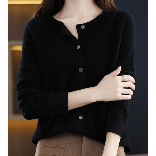 Women O-neck Cardigan with Elegant Design