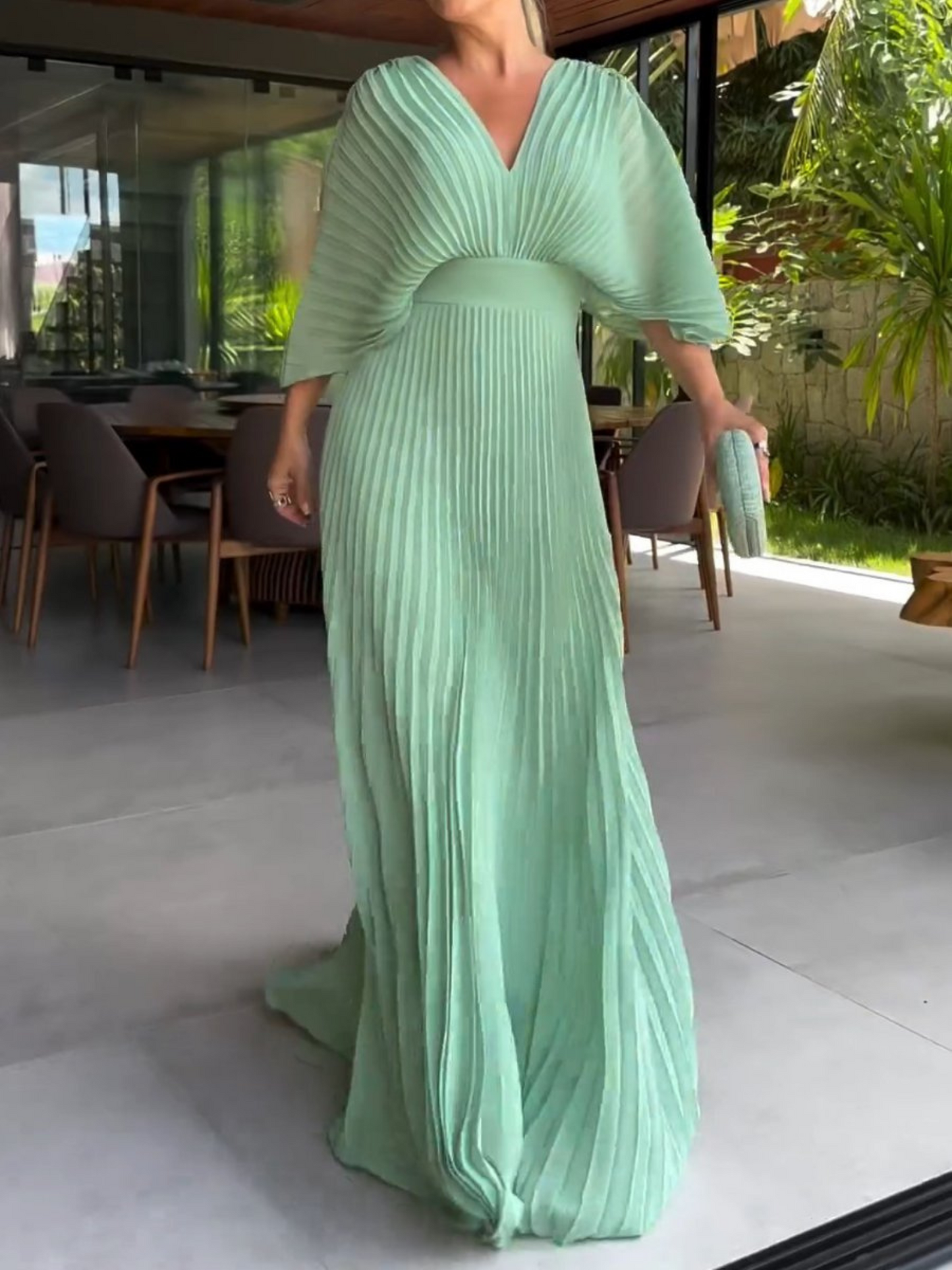 Women Pleated Maxi Dress for Party