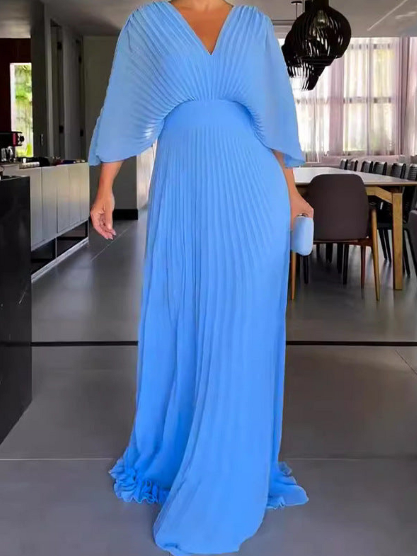 Women Pleated Maxi Dress for Party