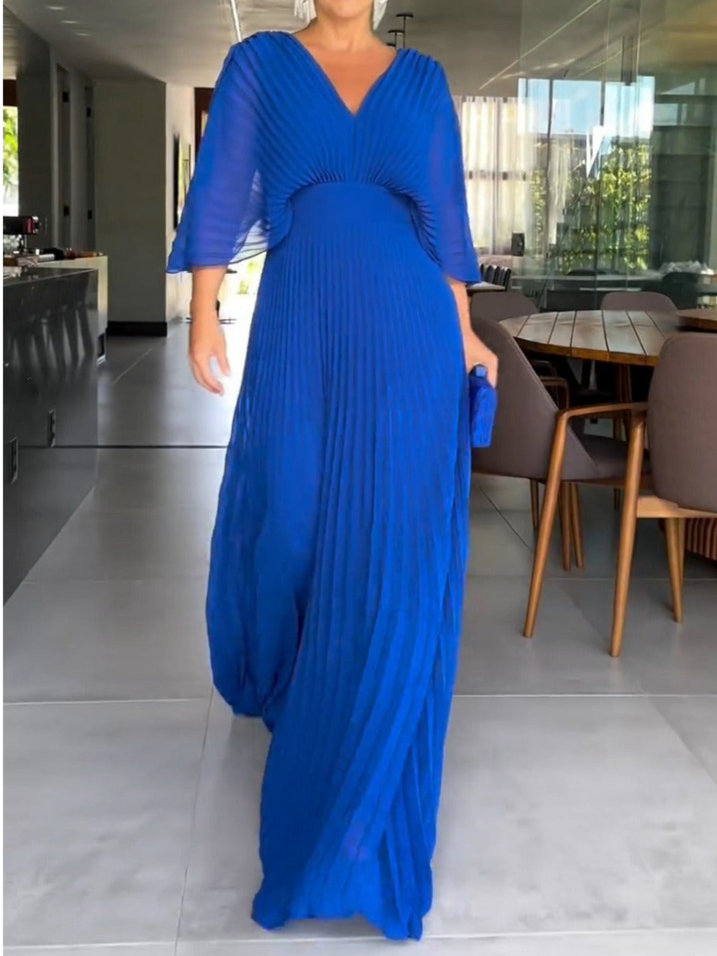 Women Pleated Maxi Dress for Party