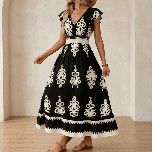 Women's Baroque Print Maxi Dress