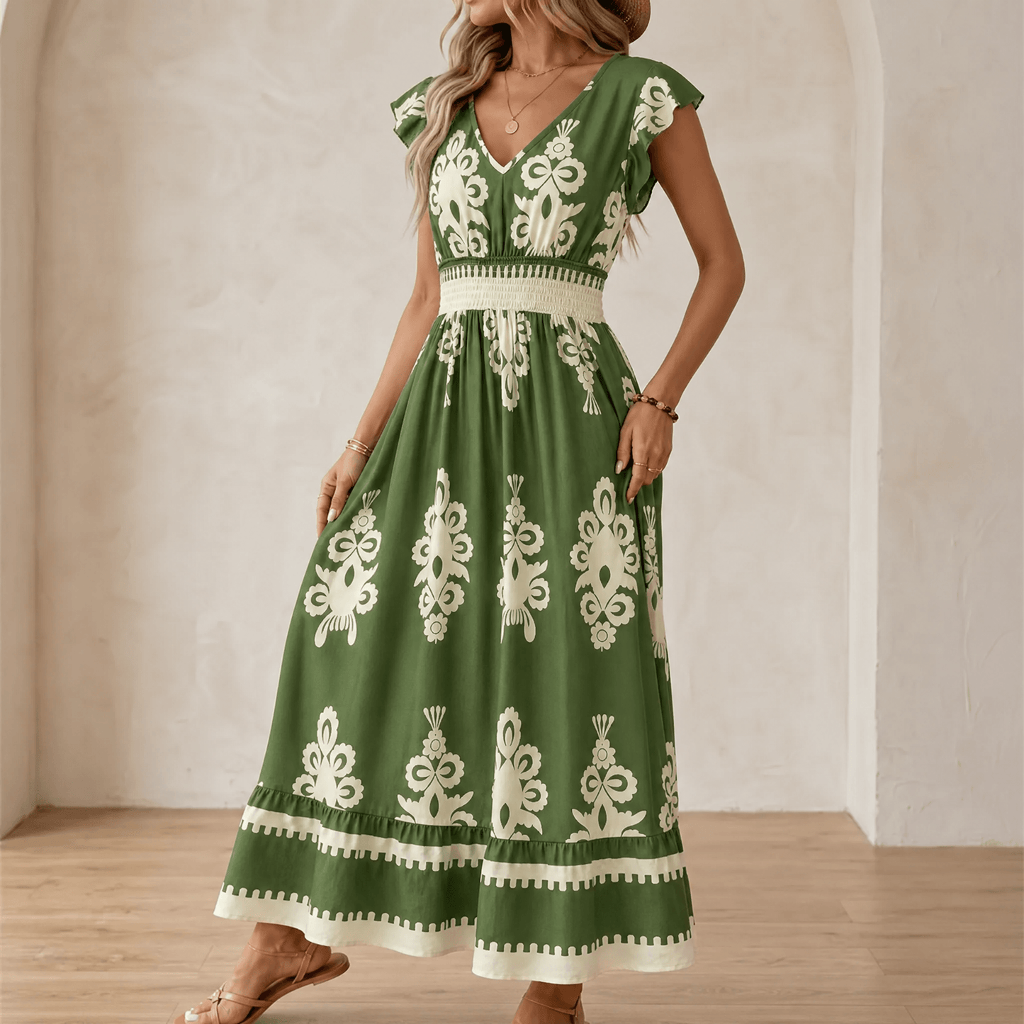 Women's Baroque Print Maxi Dress