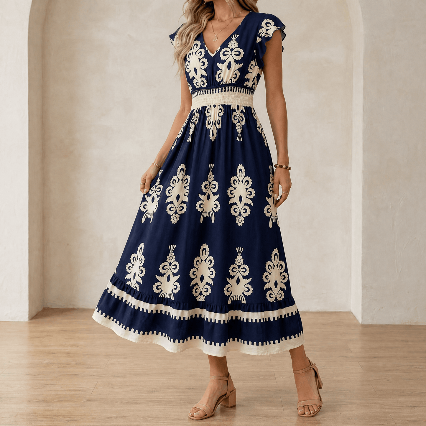 Women's Baroque Print Maxi Dress