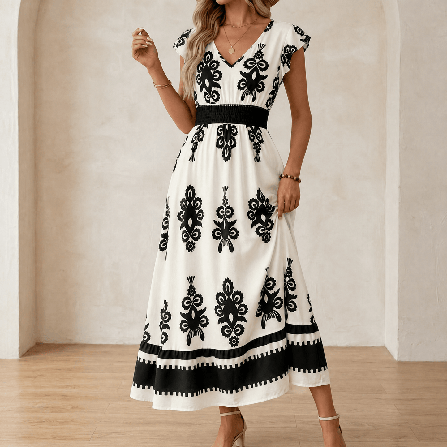 Women's Baroque Print Maxi Dress