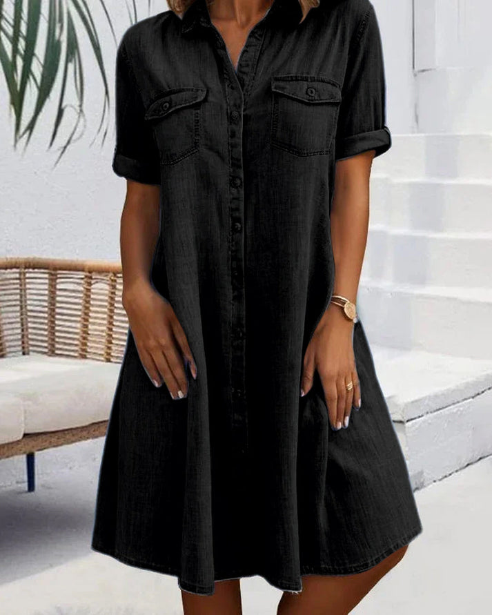 Women's Blouse Dress with Button Closure