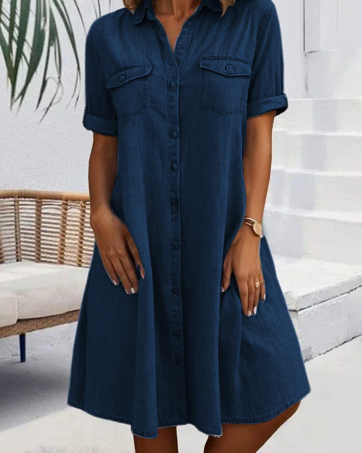 Women's Blouse Dress with Button Closure