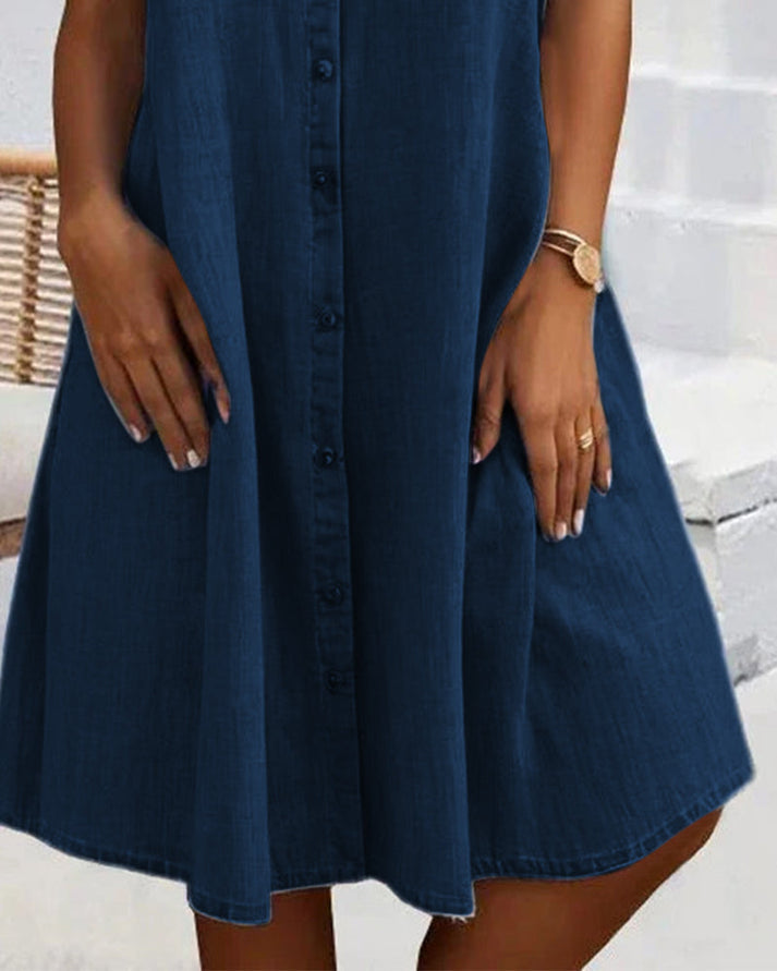 Women's Blouse Dress with Button Closure
