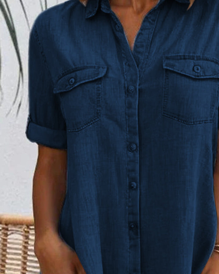 Women's Blouse Dress with Button Closure