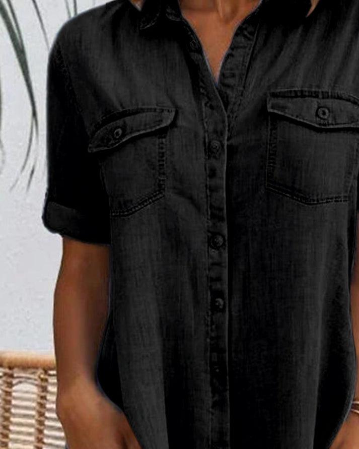 Women's Blouse Dress with Button Closure