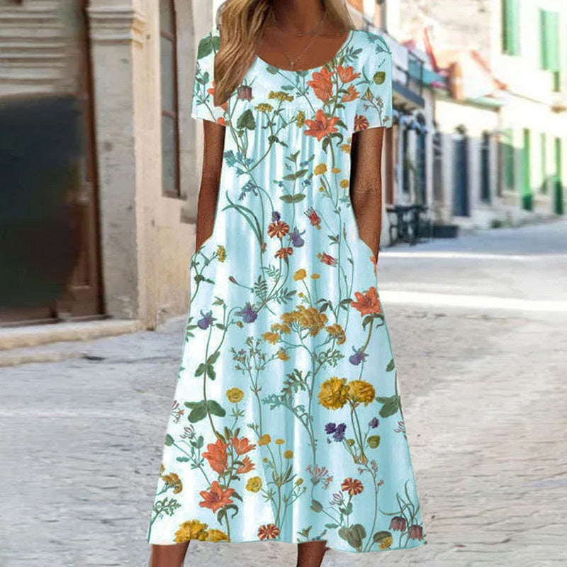 Women's Blouse Dress with Floral Pattern and Stylish Design