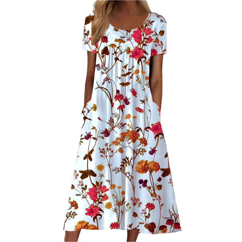 Women's Blouse Dress with Floral Pattern and Stylish Design