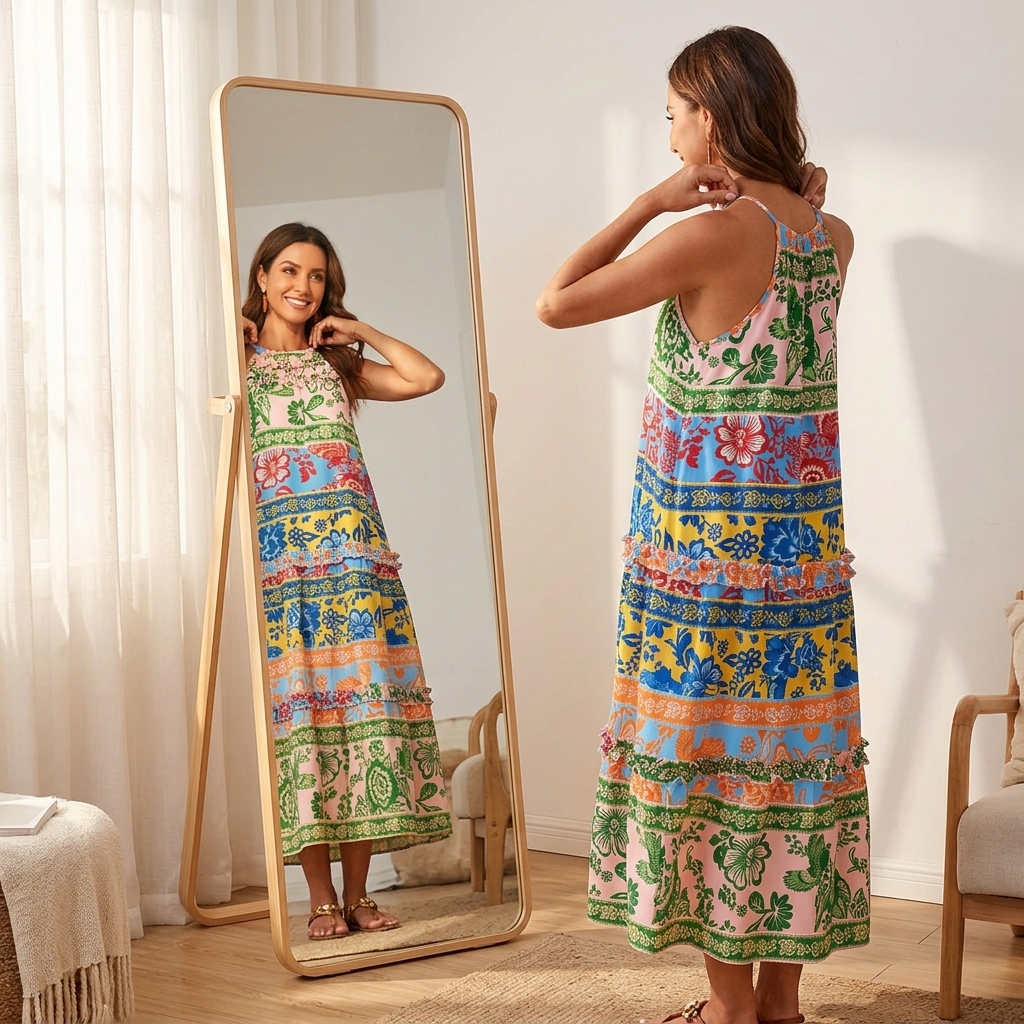 Women's Bold Floral Summer Maxi Dress