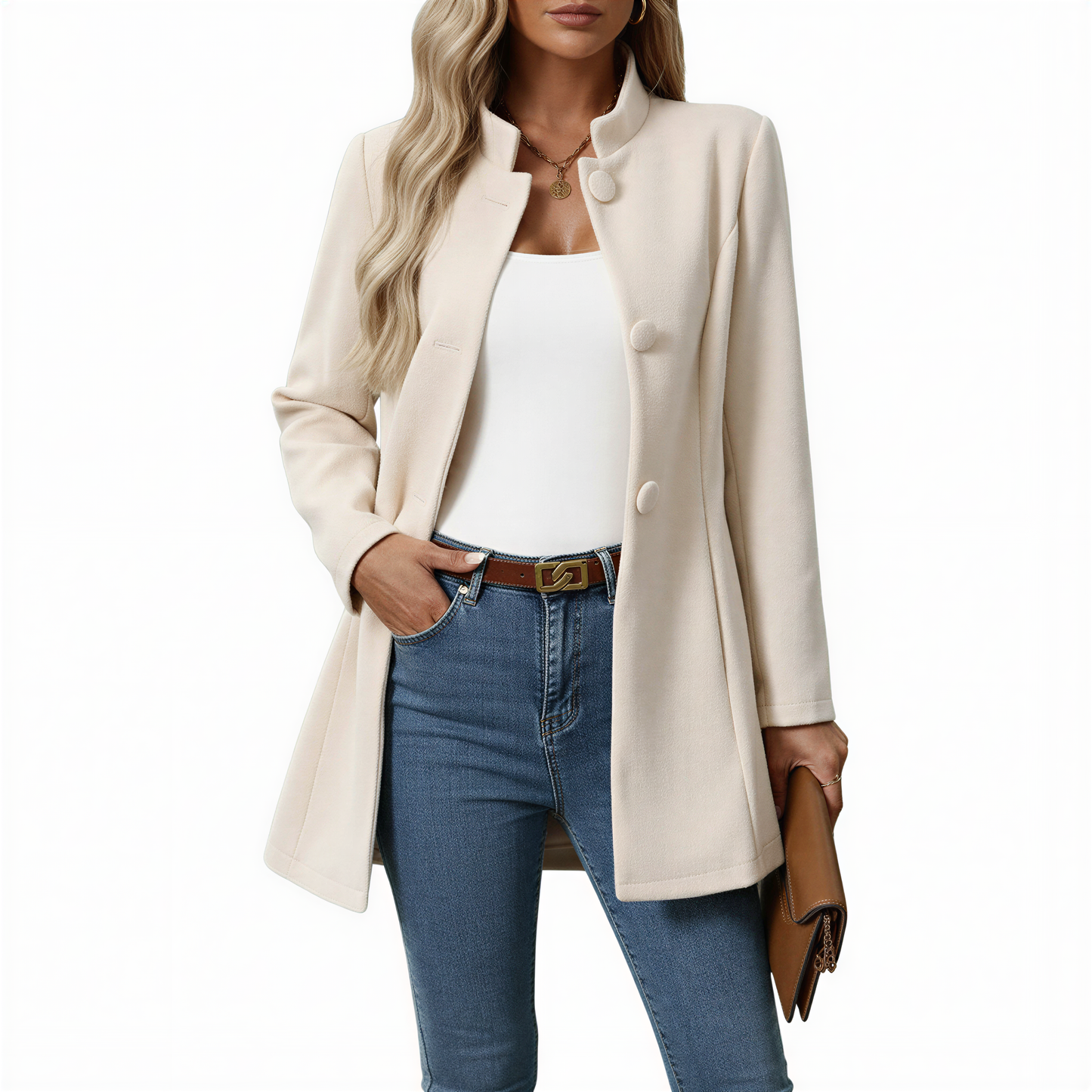 Women's Button-Down A-Line Coat
