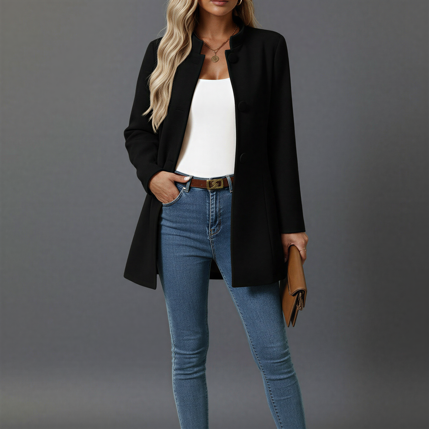 Women's Button-Down A-Line Coat