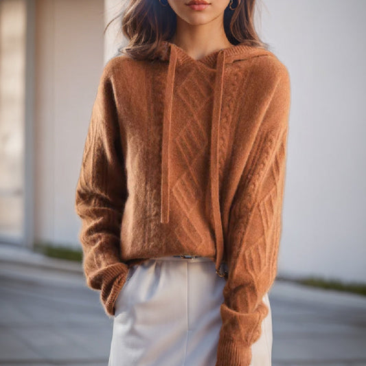 Women's Cable Hooded Pullover Jumper