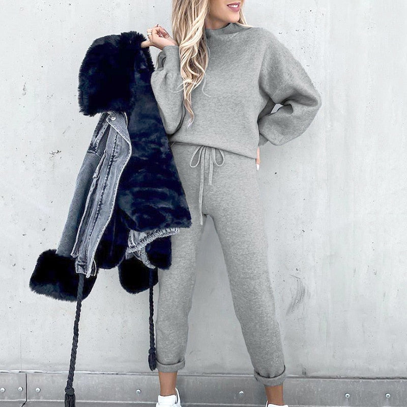 Women's Comfortable Loungewear Set with Balloon Sleeves