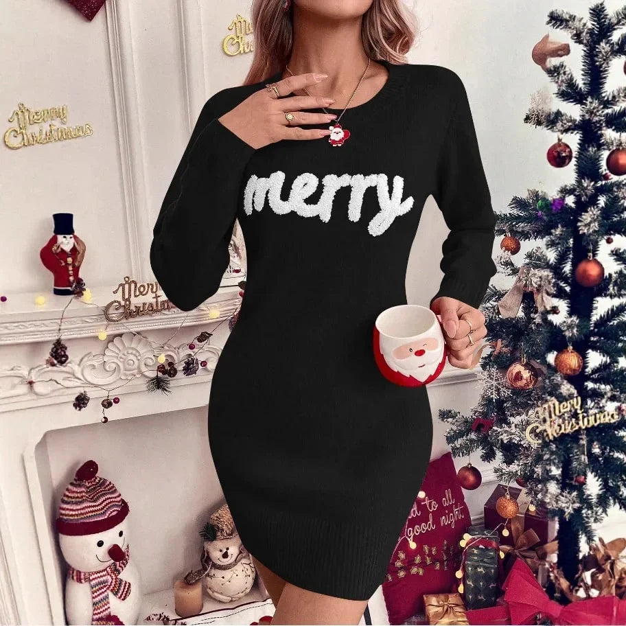 Women's Cotton-Blend Christmas Sweater – Round Neck, Long Sleeves, Multicolour Tree Motif