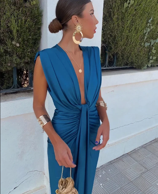 Women's Elegant Evening Dress with Draping