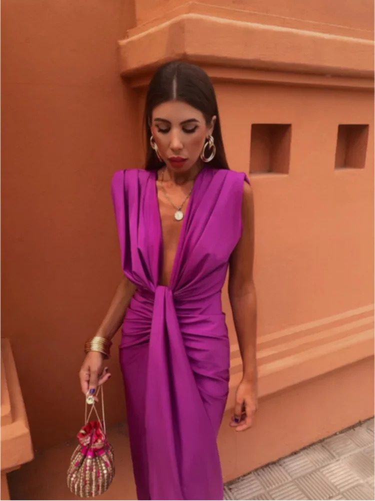 Women's Elegant Evening Dress with Draping