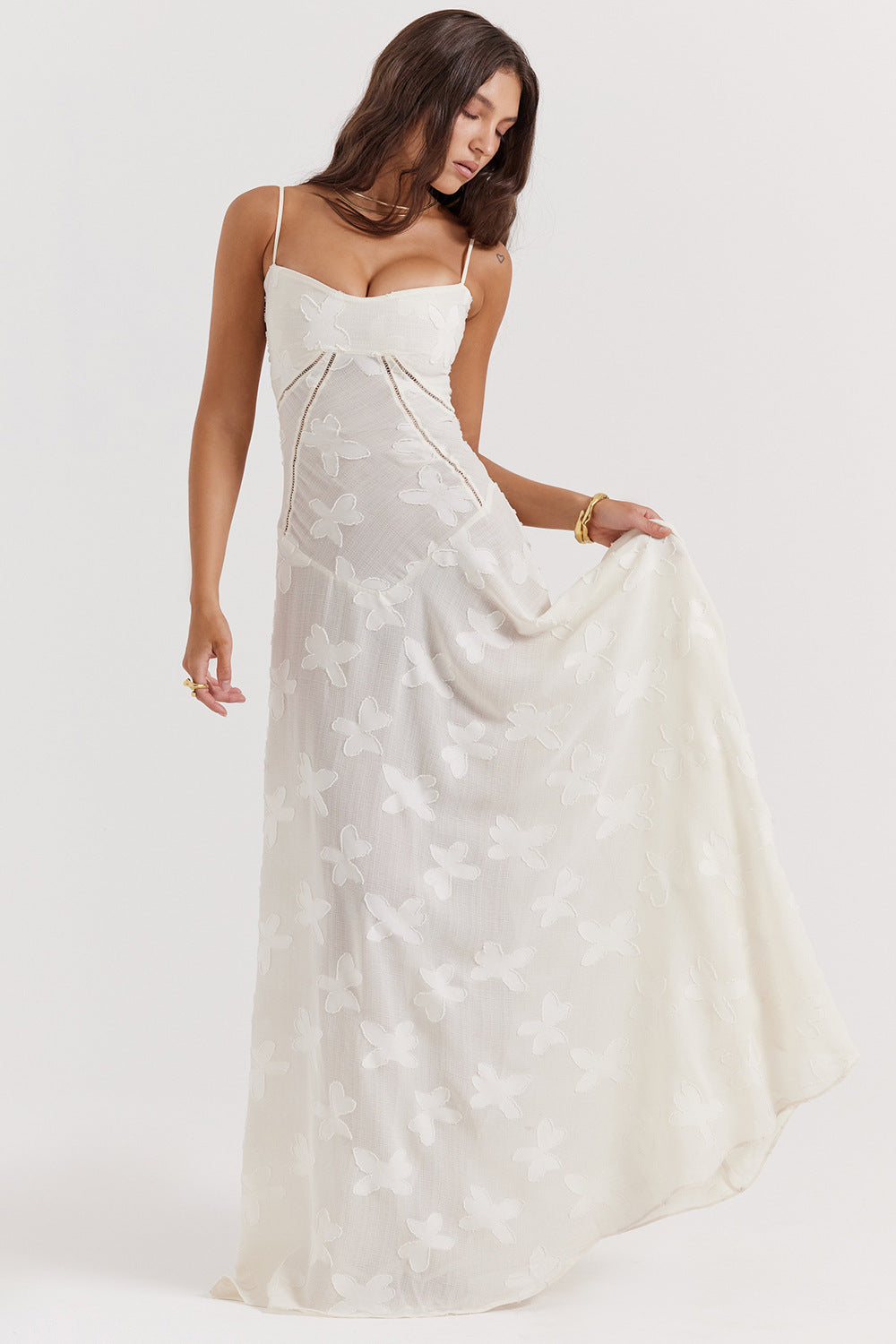 Women's Elegant Maxi Dress - Silky Slim Fit - Spaghetti Straps
