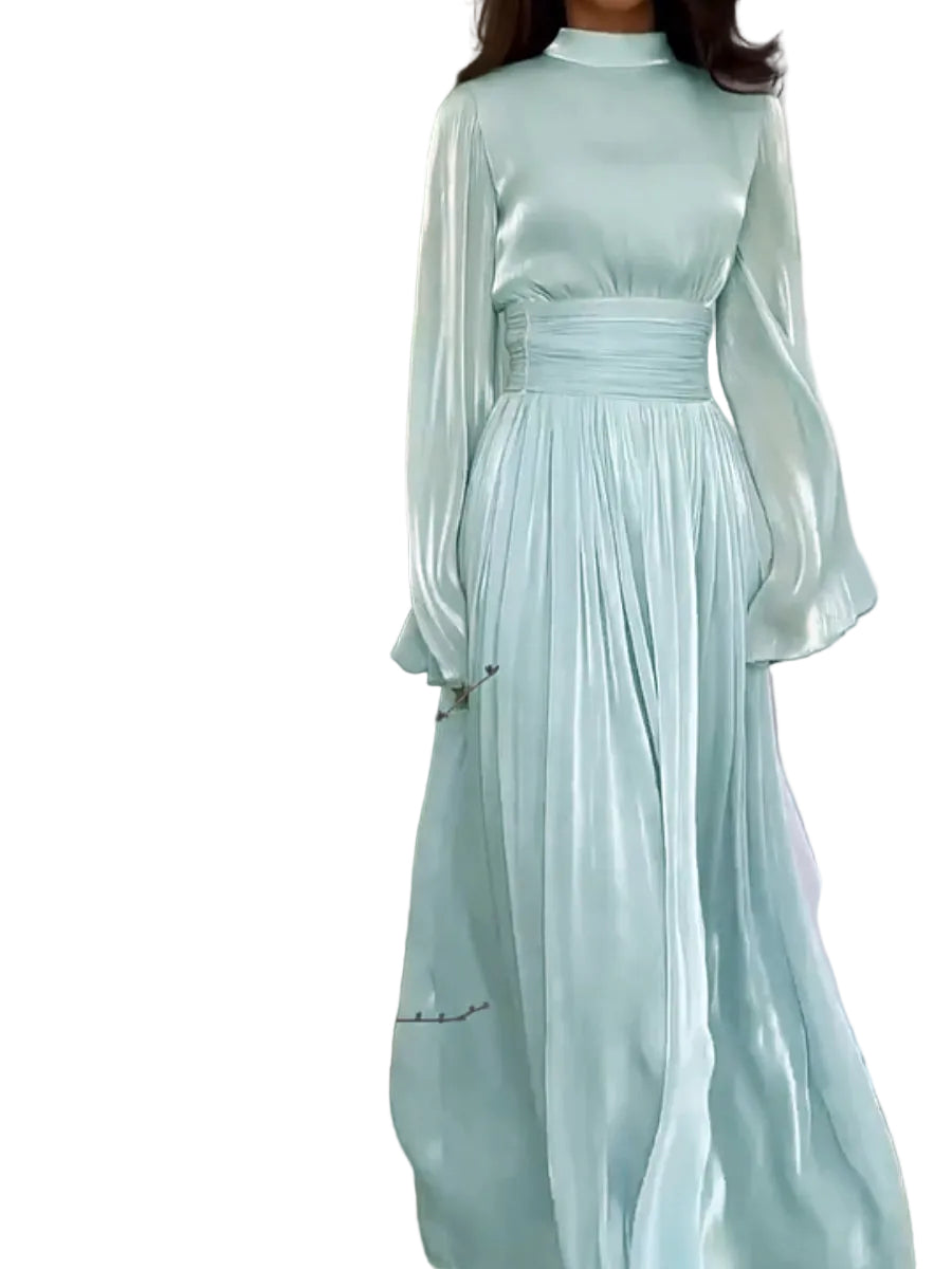 Women's Elegant Maxi Dress with High Collar