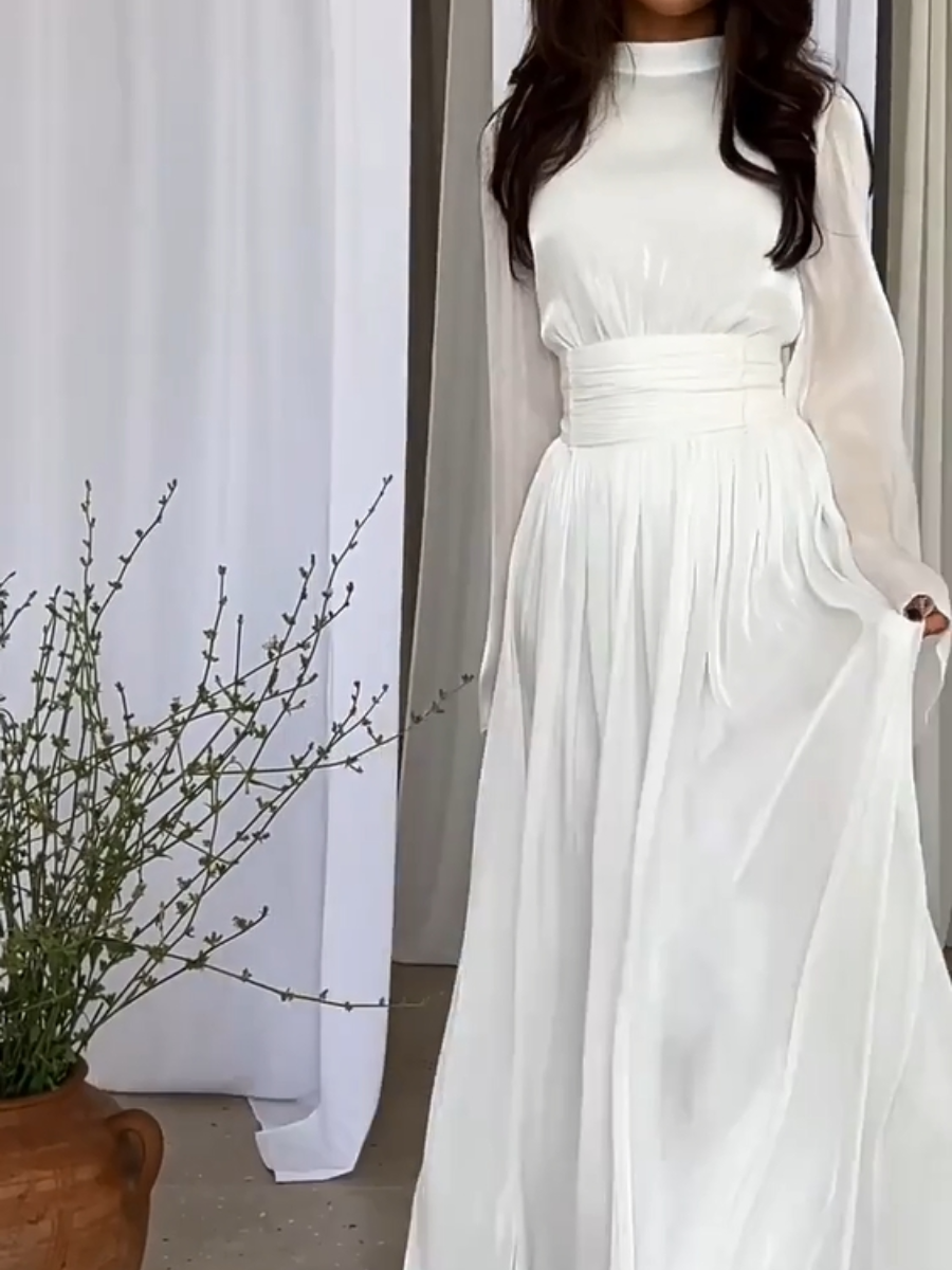 Women's Elegant Maxi Dress with High Collar