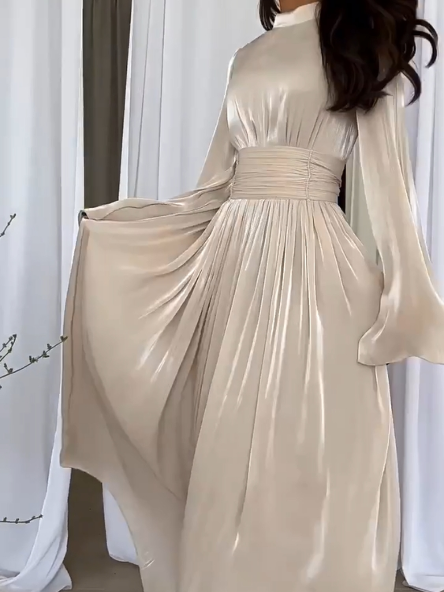 Women's Elegant Maxi Dress with High Collar