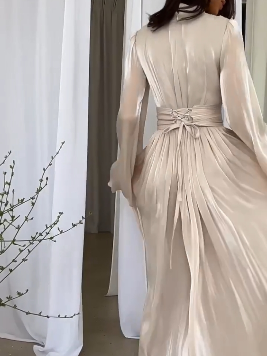 Women's Elegant Maxi Dress with High Collar