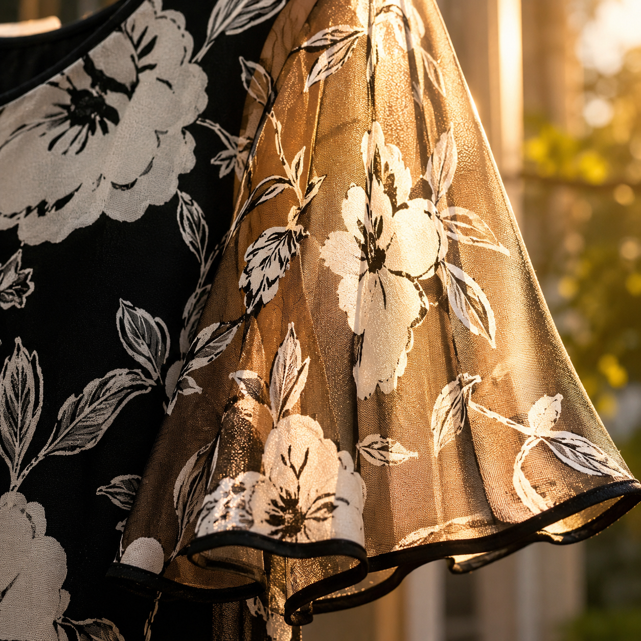 Women's Floral Dress with Sheer Overlay