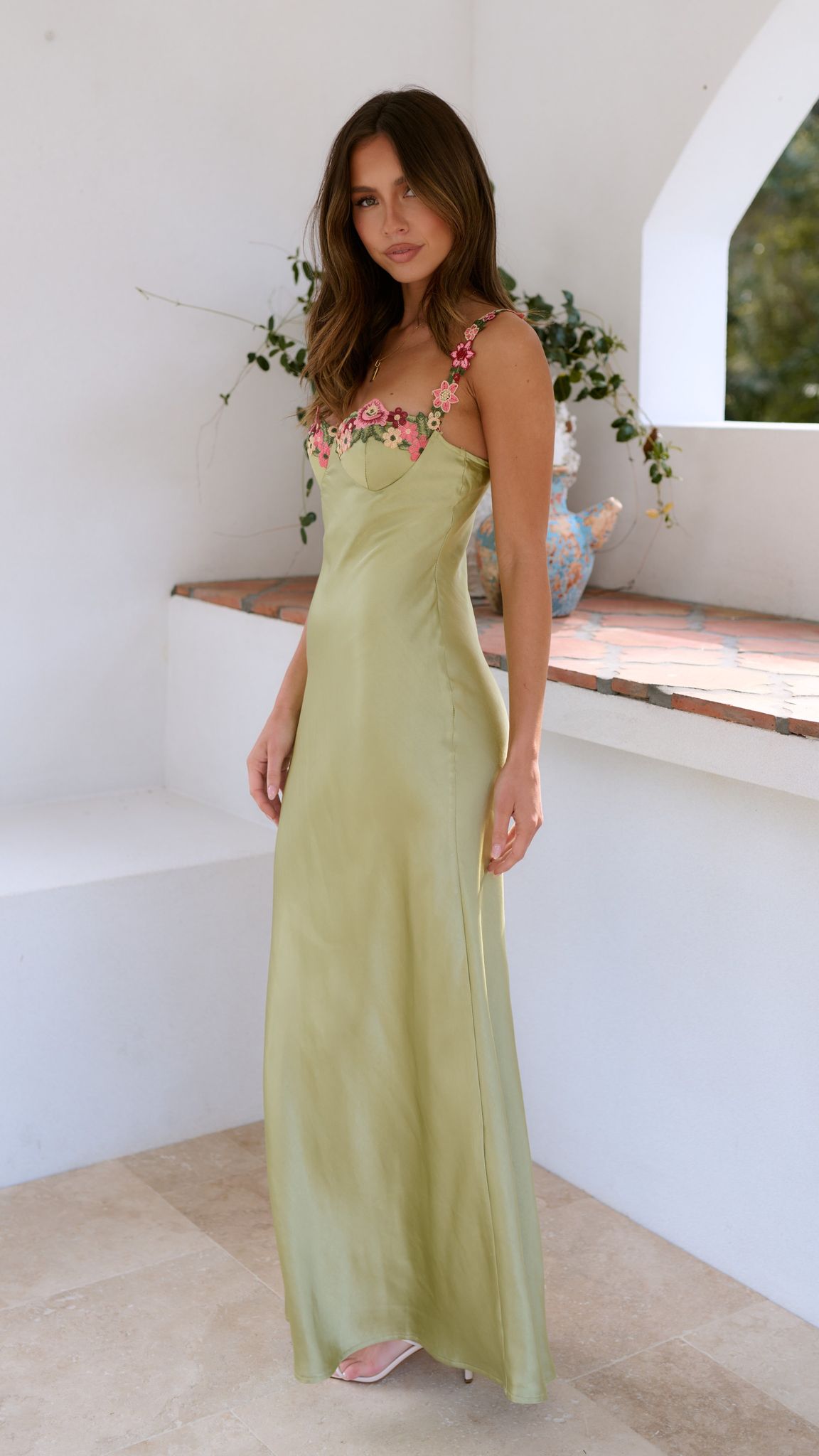 Women’s Floral Embroidered Maxi Dress with Elegant Flow