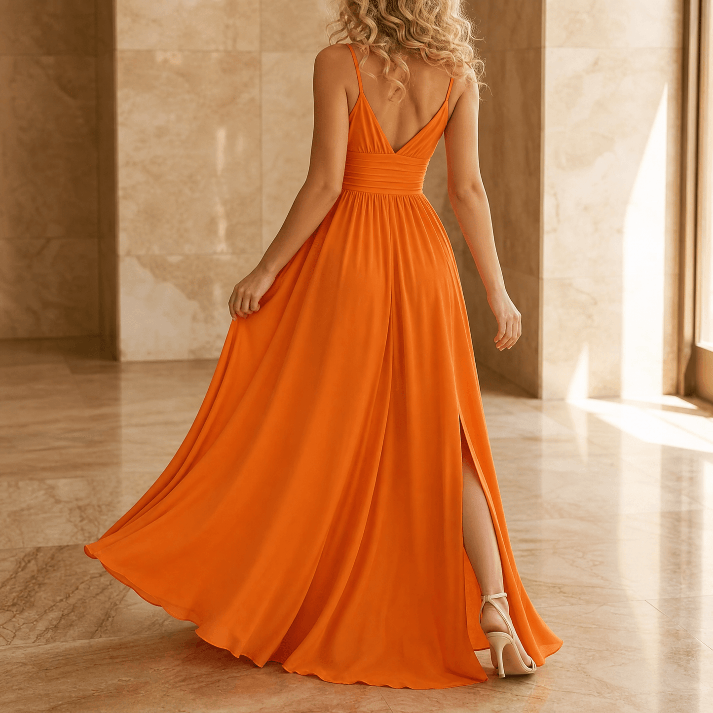 Women's Flowing V-Neck Maxi Dress