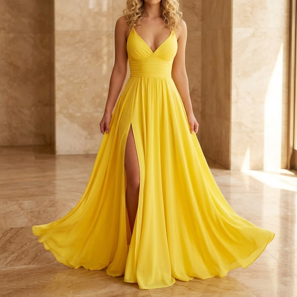 Women's Flowing V-Neck Maxi Dress