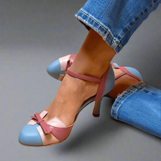 Women's Heeled Sandals with Elegant Bow Detail