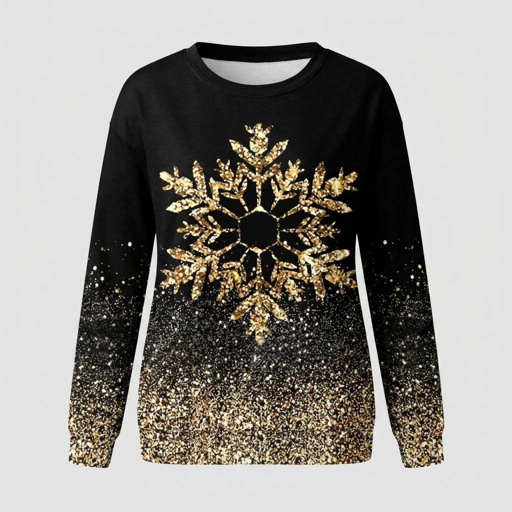 Women's Long-Sleeve Crew Neck Christmas Top