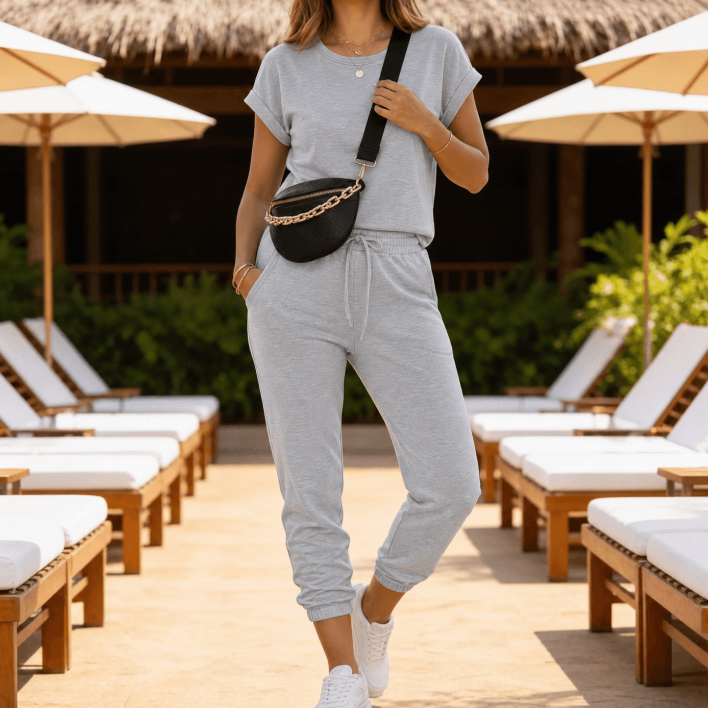 Women's Matching Tee & Jogger Set with Pockets