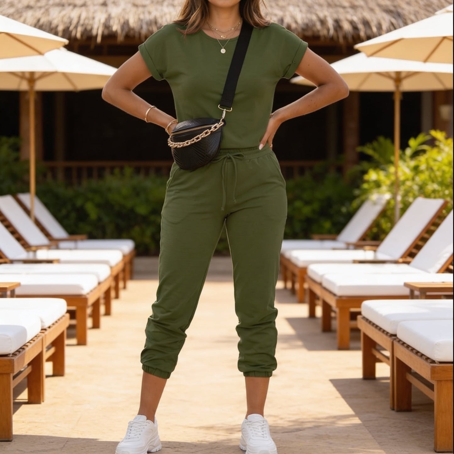 Women's Matching Tee & Jogger Set with Pockets