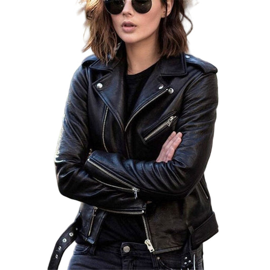 Women's Motorcycle Style Jacket with Trendy Look