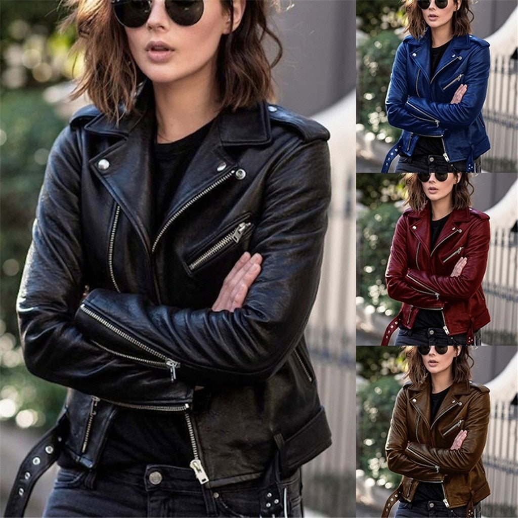 Women's Motorcycle Style Jacket with Trendy Look