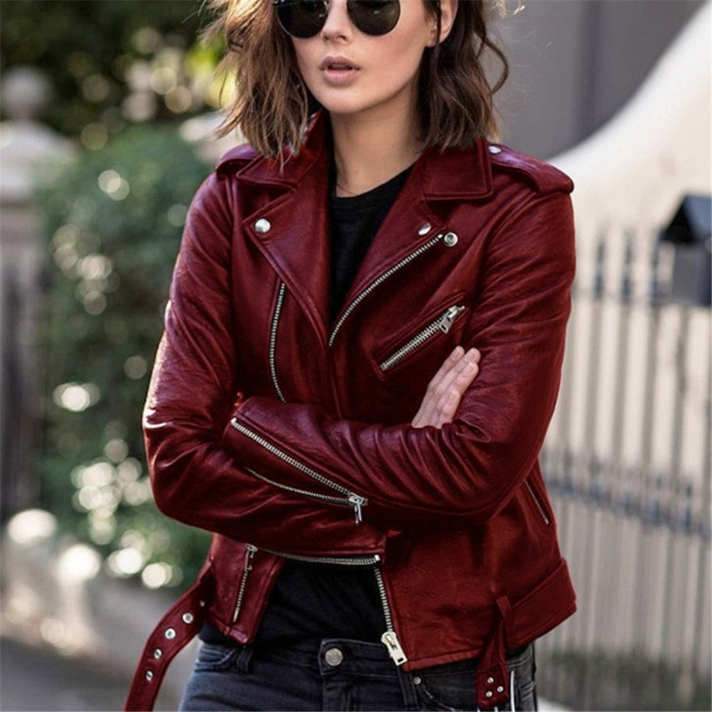 Women's Motorcycle Style Jacket with Trendy Look